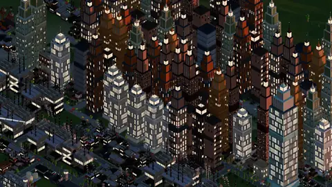 Walk the streets you planned: a frame of Apex City as it ships.